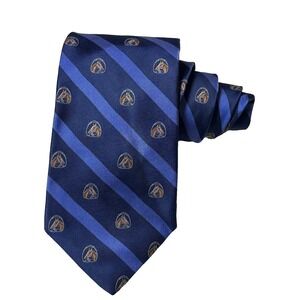 Brooks Brothers Silk Necktie Navy striped Woven equestrian horse Made In USA